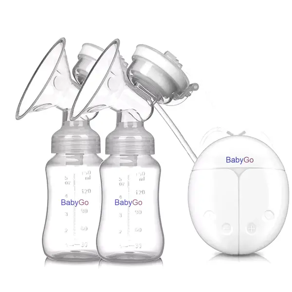 Double Pump Electric Portable Manual Breast Pump with 2 Bottles – View 1