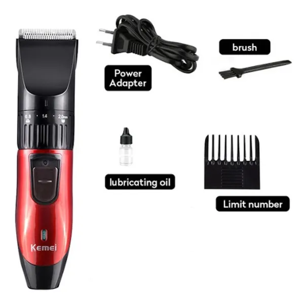 Kemei KM-730 Rechargeable Electric Hair Clipper Trimmer For Men – Color: Red – View 2