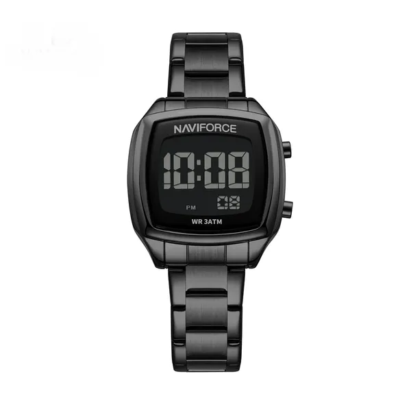 Naviforce 5047 Stainless Steel Calorie Mileage Digital Sporty Men's Watch – Dial Color: Black, Strap Color: Black – View 1