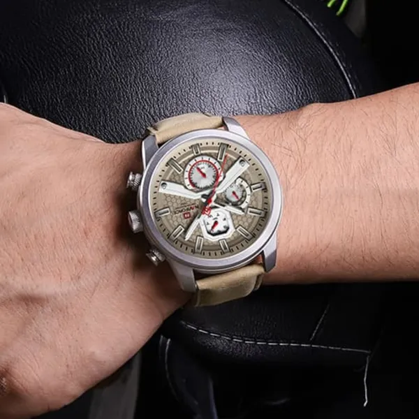 NaviForce NF9211L Chronograph Leather Strap Luminous Men's Watch – Dial Color: Brown, Strap Color:  Brown  – View 4