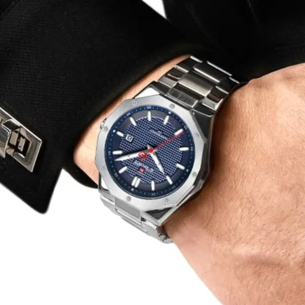 NAVIFORCE NF9200S Stainless Steel Analog Men's Watch – Dial Color: Blue, Strap Color: Silver – View 4