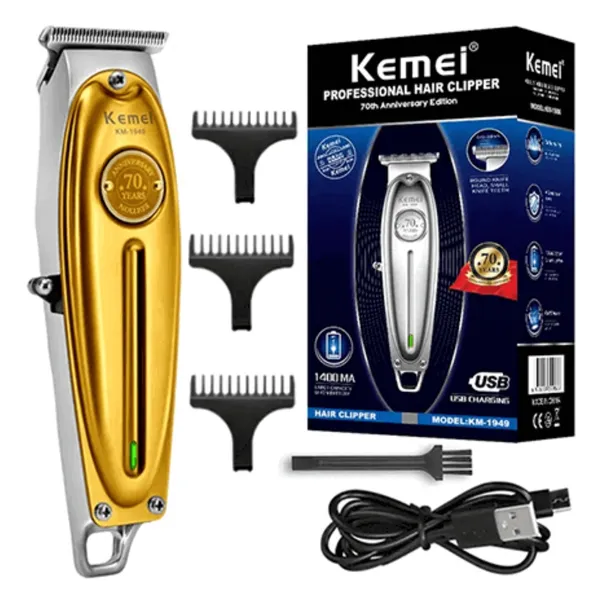 Kemei KM-1949 Electric Barber Professional Hair Trimmer – Color: Gold – View 1