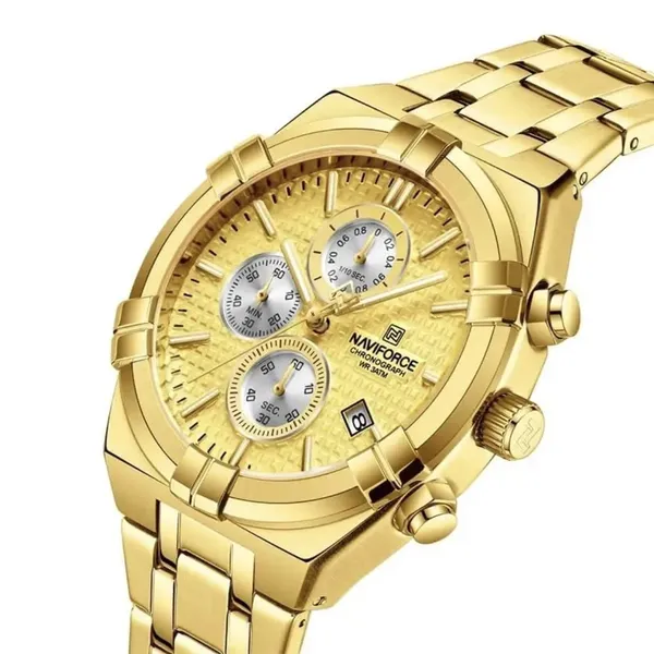 NAVIFORCE NF8042 Multi-function Luminous Men’s Watch – Dial Color: Gold, Strap Color: Gold – View 2