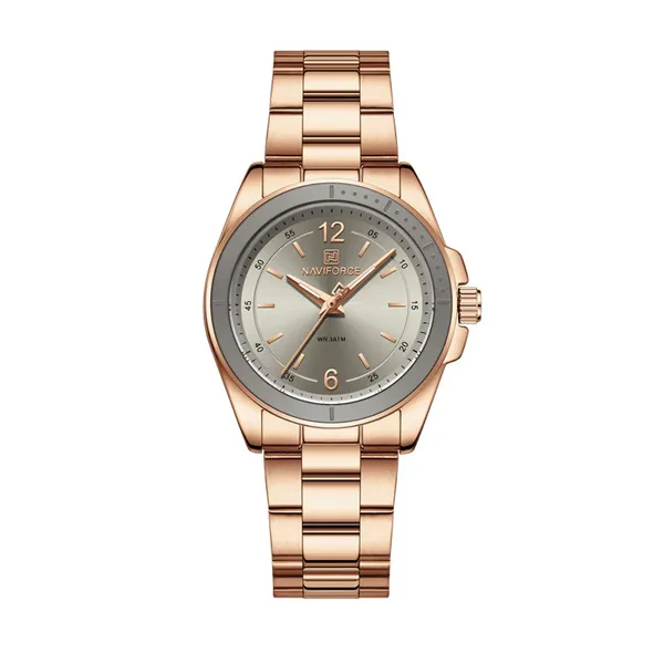 NAVIFORCE NF5062 Polygon Waterproof & Stainless Steel Strap Men's Watch – Dial Color: Silver, Strap Color: Brown – View 1