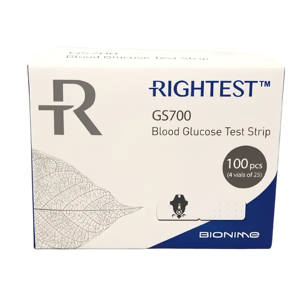 Bionime GS700 Rightest Blood Glucose Test Strips Packs – Number Of Strips: 100 – View 1