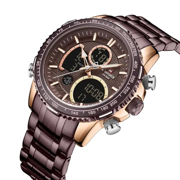 Naviforce NF9182 Luxurious Strainless Steel Chronograph Men's Watch – Dial Color: Rose, Strap Color: Rose – View 2