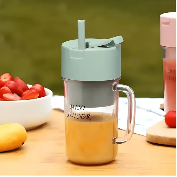 6 Blade Powerful Portable Rechargeable Juicer Mug with Straw – View 2