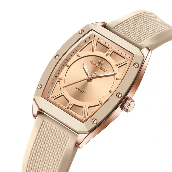 NAVIFORCE NF5049 Japanese Movement Women’s Watch – Dial Color: Brown, Strap Color:  Brown  – View 2