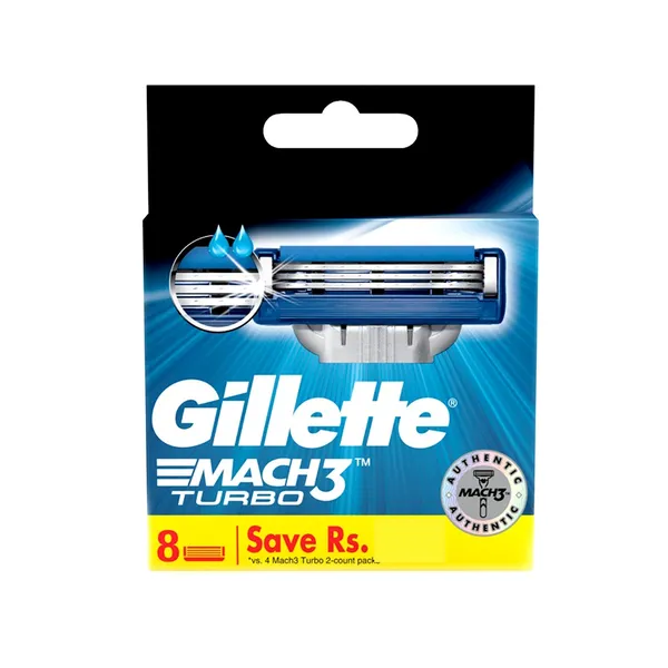 Gillette Mach3 Turbo 3-Bladed Shaving Blades With Comfort Gel Bar – View 3
