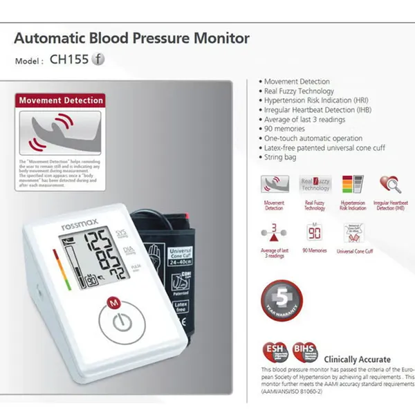 Rossmax Ch155f Real Fuzzy Technology Implemented Automatic Blood Pressure Monitor – View 4