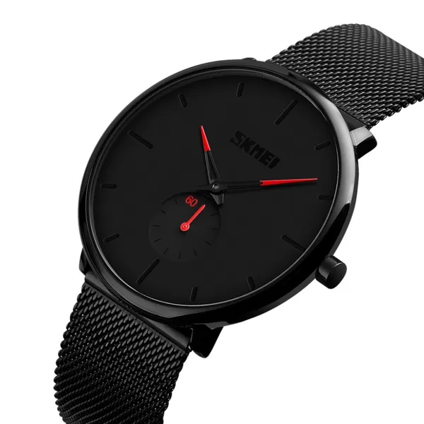 SKMEI 9185 Quartz 30M Waterproof  Men's Watch – Dial Color: Red, Strap Color: Black – View 2