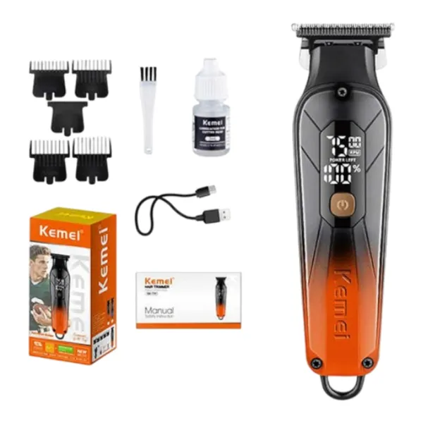 Kemei KM-1741 Rechargeable Beard & Hair Trimmer For Men – Color: Orange – View 1