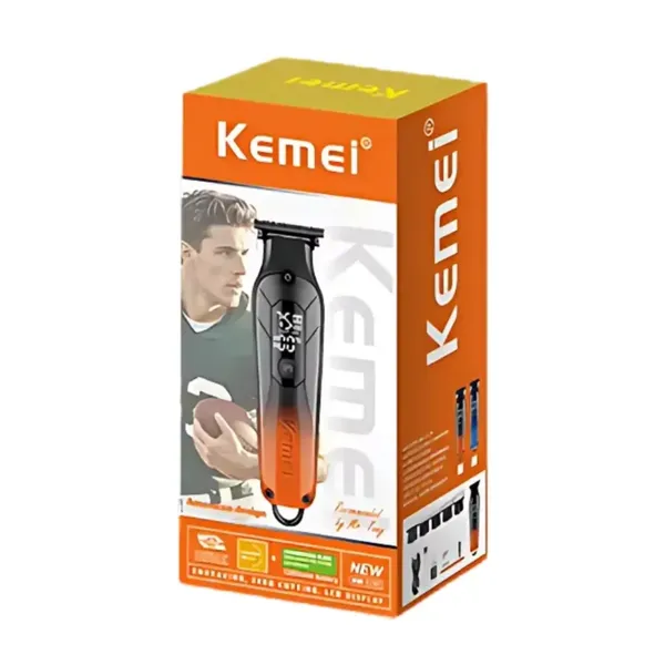 Kemei KM-1741 Rechargeable Beard & Hair Trimmer For Men – Color: Orange – View 4