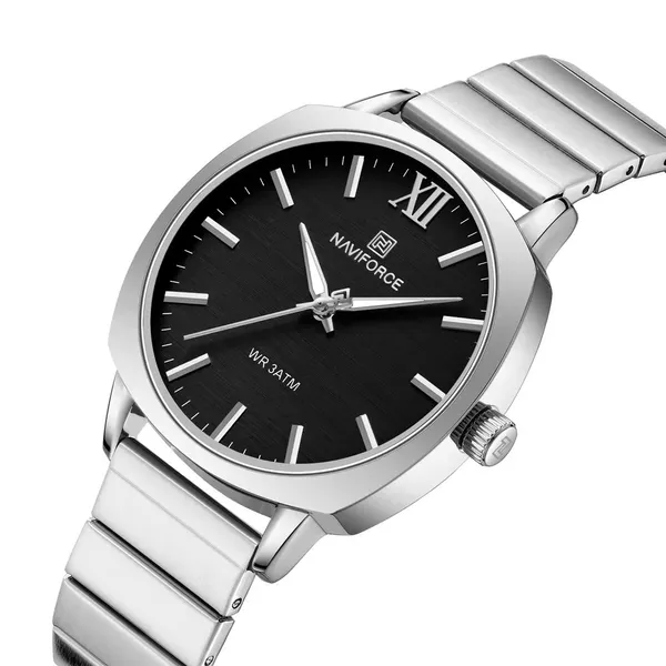 NAVIFORCE NF5044 Simple Square Waterproof Women’s Watch – Dial Color: Black, Strap Color: Silver – View 2