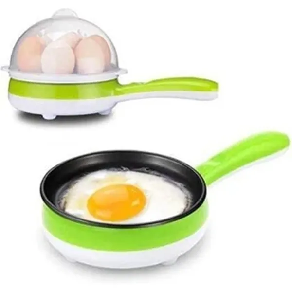 Multi Function 2 in 1 Electric Egg Boiler Steamer Omelette Frying Pan – Color: Green – View 2