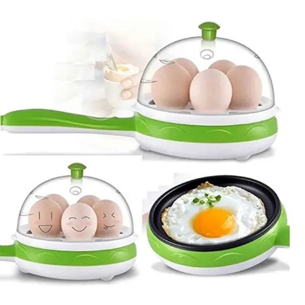 Multi Function 2 in 1 Electric Egg Boiler Steamer Omelette Frying Pan – Color: Green – View 1