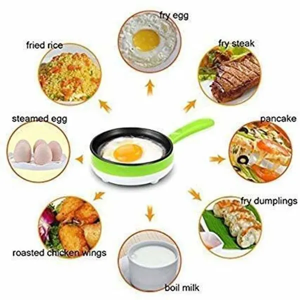 Multi Function 2 in 1 Electric Egg Boiler Steamer Omelette Frying Pan – Color: Green – View 3