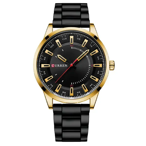 Curren 8406 Luxury Stainless Steel Quartz Casual Fashion Men's Watch – Dial Color: Black Gold, Strap Color: Black – View 1