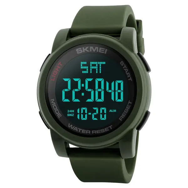 SKMEI 1257 Premium Multifunctional Digital Sporty Men's Watch – Dial Color: Black, Strap Color: Green  – View 1