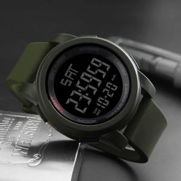 SKMEI 1257 Premium Multifunctional Digital Sporty Men's Watch – Dial Color: Black, Strap Color: Green  – View 4