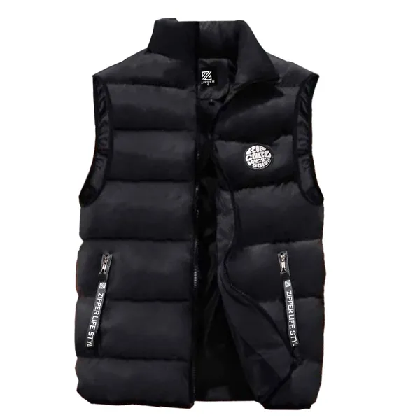 Winter Jackets Men's Sleeveless Coats Warm Cotton Padding Jacket – Color: Black, Size: M – View 2