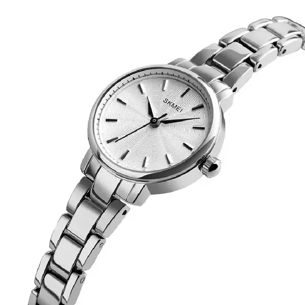 SKMEI 1410 Elegant Quartz Stainless Steel Women's Watch – Dial Color: White, Strap Color: Silver – View 2