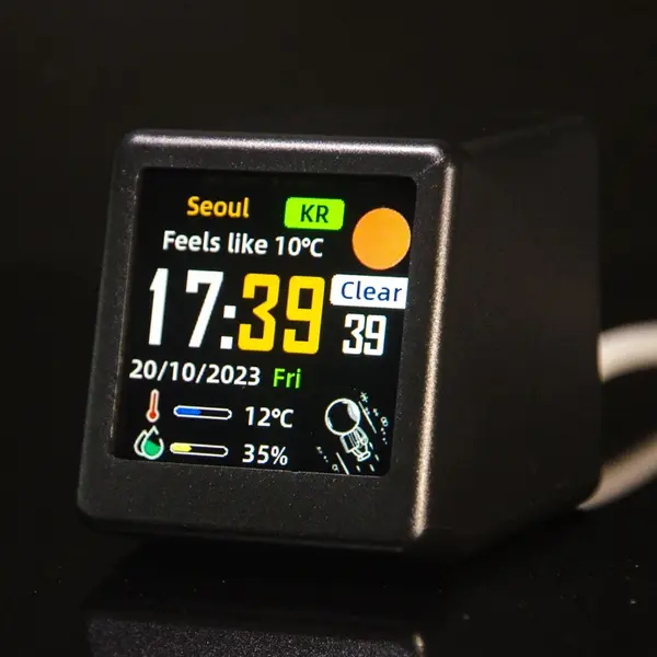 LCD Digital Smart Weather Desktop Thermometer Small Table Clock – Color: Black – View 3