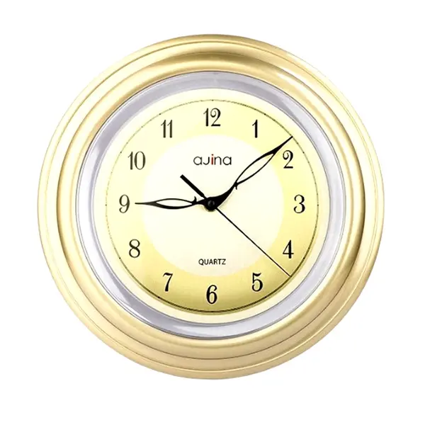 Ajina Acme Round ABS Plastic Wall Clock Golden Color – View 1