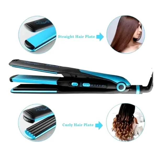 Kemei KM-2209 Straight Care & Curler 2 in 1 Hair Straightener for Women – View 2