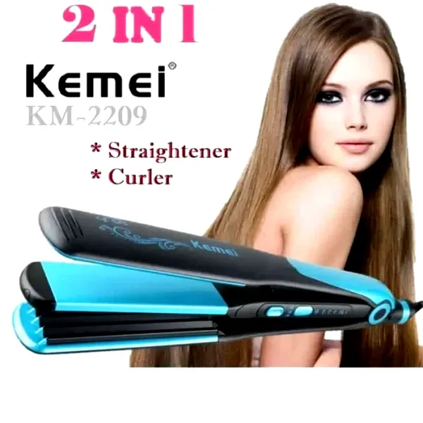Kemei KM-2209 Straight Care & Curler 2 in 1 Hair Straightener for Women – View 3