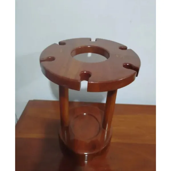 Solid Mahogany Wood Bottle Glass Holder Handmade CNC Polish – View 3