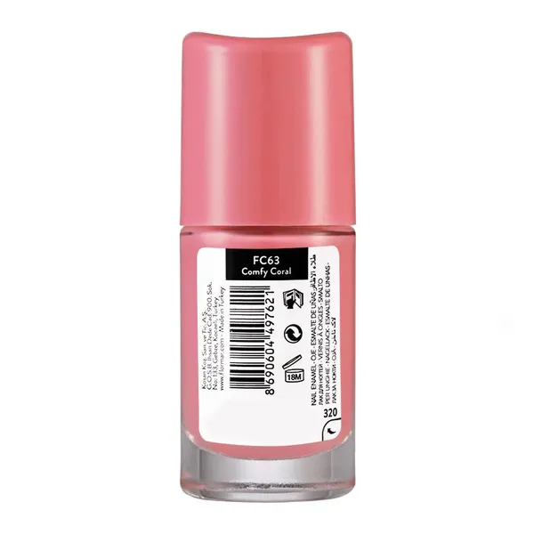 Flormar Full Color Nail Enamel FC63 Comfy Coral Nail Polish – View 4