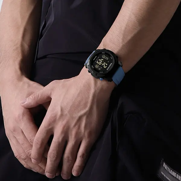 NAVIFORCE NF7104 Luminous Silicone Digital Acrylic Men's Watch  – Dial Color: Black, Strap Color: Blue – View 4