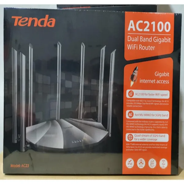 Tenda AC23 AC2100 Dual Band Gigabit WiFi Router – View 3