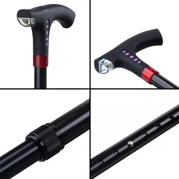 Smart LED Flash Light, Alarm & FM Radio with Walking Stick  – View 2