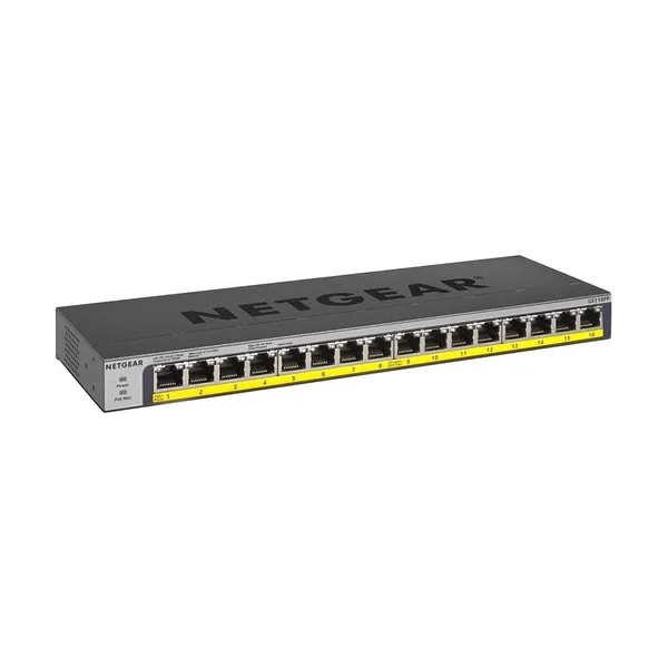Netgear GS116LP 16-Port Gigabit Ethernet Rackmount Unmanaged PoE/PoE+ Switch – View 2