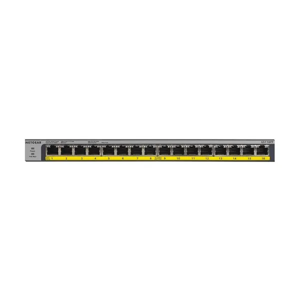 Netgear GS116LP 16-Port Gigabit Ethernet Rackmount Unmanaged PoE/PoE+ Switch – View 1