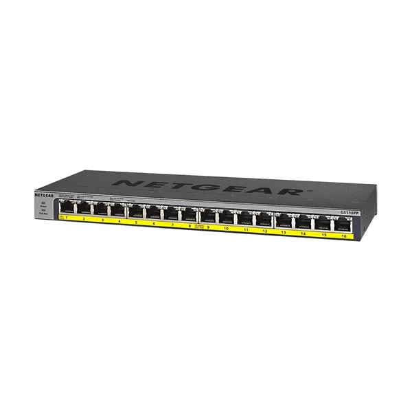 Netgear GS116LP 16-Port Gigabit Ethernet Rackmount Unmanaged PoE/PoE+ Switch – View 3