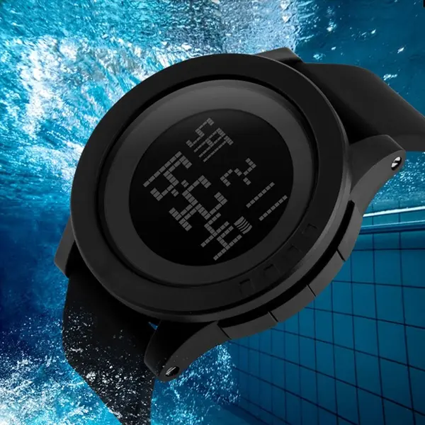 SKMEI 1142 Digital Multifunctional PU Leather Sporty Men's Watch – Dial Color: Black, Strap Color: Black – View 4