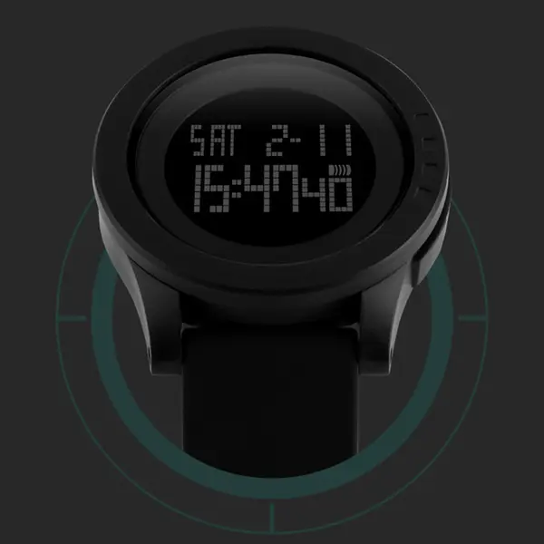 SKMEI 1142 Digital Multifunctional PU Leather Sporty Men's Watch – Dial Color: Black, Strap Color: Black – View 6