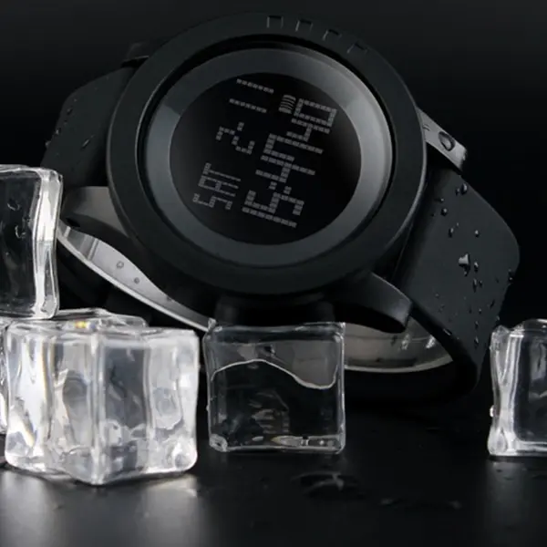 SKMEI 1142 Digital Multifunctional PU Leather Sporty Men's Watch – Dial Color: Black, Strap Color: Black – View 7