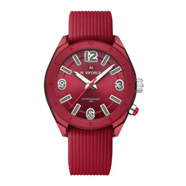 NAVIFORCE NF7103 Sports Waterproof Led Women's Watch  – Dial Color: Red, Strap Color: Red – View 1