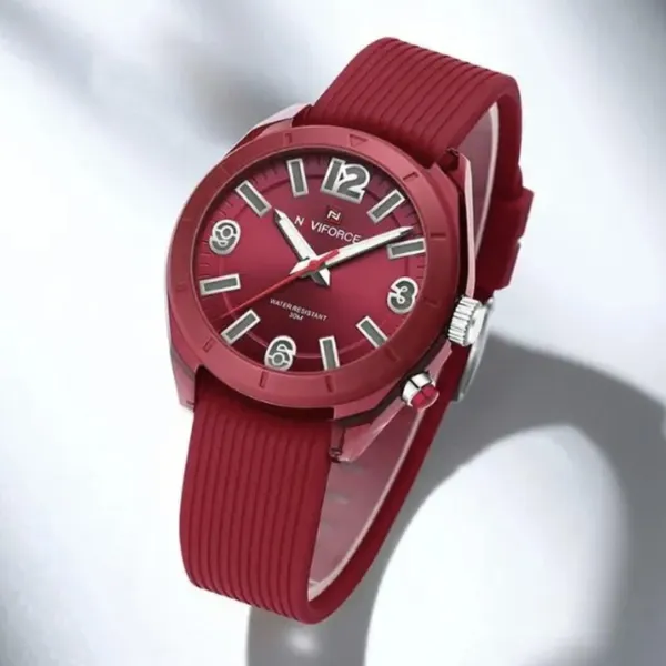 NAVIFORCE NF7103 Sports Waterproof Led Women's Watch  – Dial Color: Red, Strap Color: Red – View 3