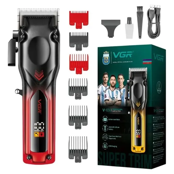 VGR V-656 Professional Hair Trimmer – Color: Red – View 2