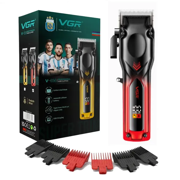 VGR V-656 Professional Hair Trimmer – Color: Red – View 3