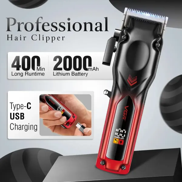 VGR V-656 Professional Hair Trimmer – Color: Red – View 4
