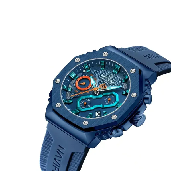 Naviforce 8035 Luxury Military Sports Quartz Analog Men's Watch – Dial Color: Blue, Strap Color: Blue – View 2