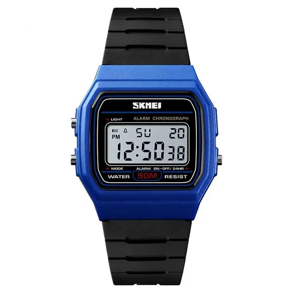 SKMEI 1412 Digital Comfortable Silicone Strap Casual Men's Watch  – Dial Color: White, Strap Color: Blue – View 1