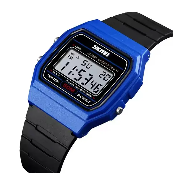 SKMEI 1412 Digital Comfortable Silicone Strap Casual Men's Watch  – Dial Color: White, Strap Color: Blue – View 2