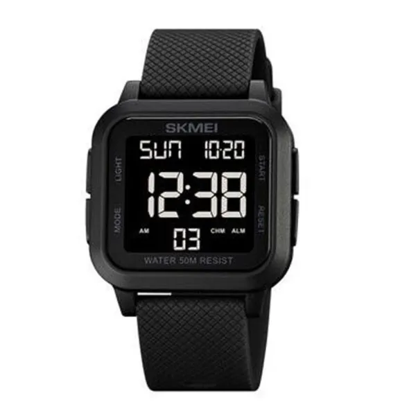 SKMEI 1894 Multifunction Waterproof Sport Digital LED Men's Watch – Dial Color: Black, Strap Color: Black – View 1
